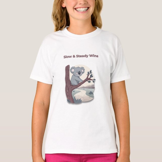 Camiseta **"Lento y Constante Gana – Cute Koala Motivaciona (Anverso)