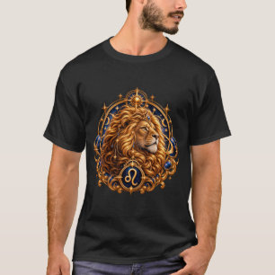 Camiseta Leo Celestial Regal León Dorado Arte Zodiaco