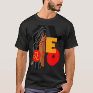 Camiseta Leo Chica Afro Locs Chica Zodiac Rótulos Cumpleaño