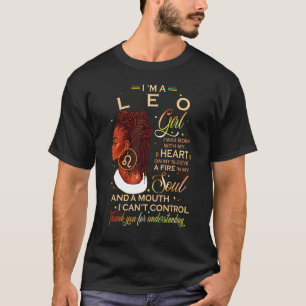 Camiseta Leo Chica Afro Locs Chica Zodiac Rótulos Cumpleaño
