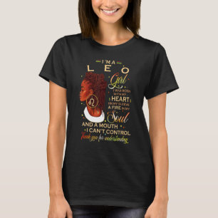 Camiseta Leo Chica Afro Locs Chica Zodiac Rótulos Cumpleaño