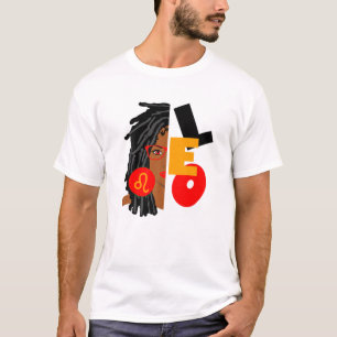 Camiseta Leo Chica Afro Locs Chica Zodiac Rótulos Nacida