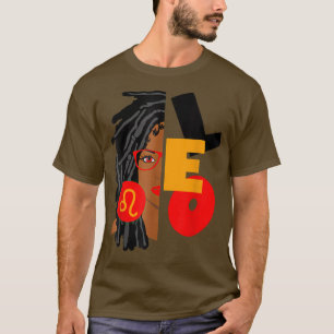 Camiseta Leo Chica Afro Locs Chica Zodiac Rótulos Nacida