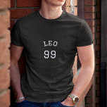Camiseta Leo | Cumpleaños negro<br><div class="desc">Presentamos nuestra camiseta estrella de personalizable Leo que te permite mostrar orgullosamente tu signo de zodiaco y año de nacimiento en una tipografía blanca elegante y única! Fabricado con materiales de alta calidad y un diseño elegante, esta camiseta es la adición perfecta a cualquier armario de los aficionados a la...</div>
