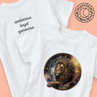 Camiseta Leo Gold y Black Watercolor Zodiac T-Shirt