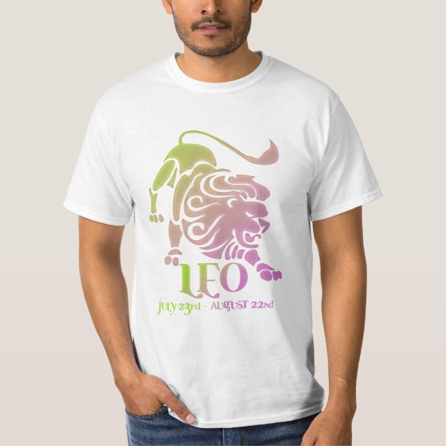 Camiseta Leo la astrología de los Leones Zodiac Verde y Púr (Anverso)