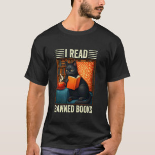 Camiseta Leo Libros Prohibidos Gato Negro Divertido Lector