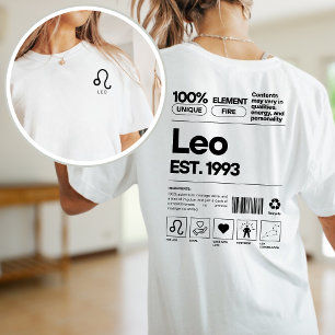 Camiseta Leo Personalizado Zodiac Astrología Cumpleaños Ago