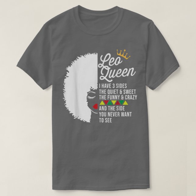 Camiseta Leo Queen 2, León Rótulo Zodiaco (Diseño del anverso)