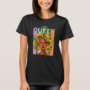Camiseta Leo Queen Sunflower Chica Negro Mujer de pelo natu