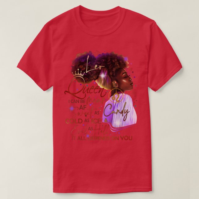 Camiseta Leo Queen Sweet As Candy Birthday Gift Para Black  (Diseño del anverso)