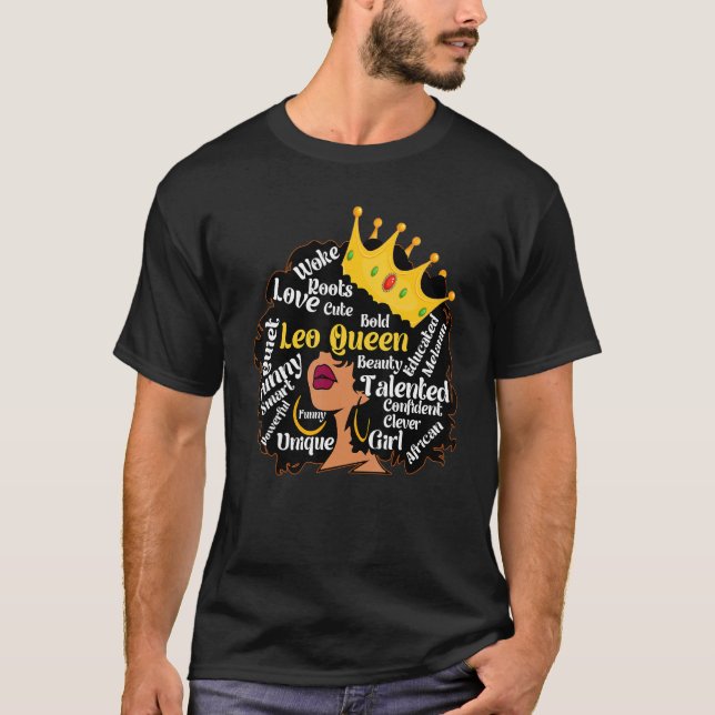 Camiseta Leo Queen Zodiac Horoscope Cumpleaños Melanin Chic (Anverso)