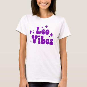 Camiseta Leo Vibes Zodiac Astrología Estrellas moradas