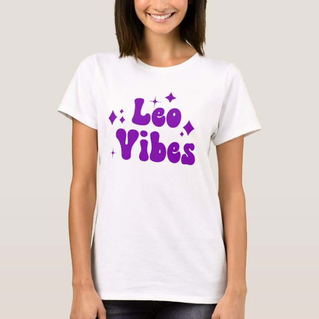 Camiseta Leo Vibes Zodiac Astrología Estrellas moradas (Anverso)