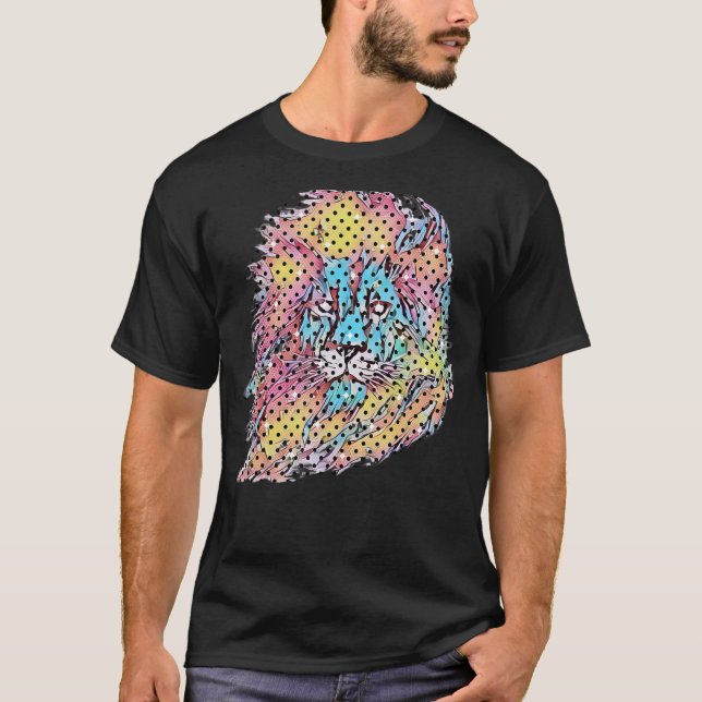 Camiseta Leo Zodiac Rótulo Animal Cabeza de León Zodiac Leo (Anverso)