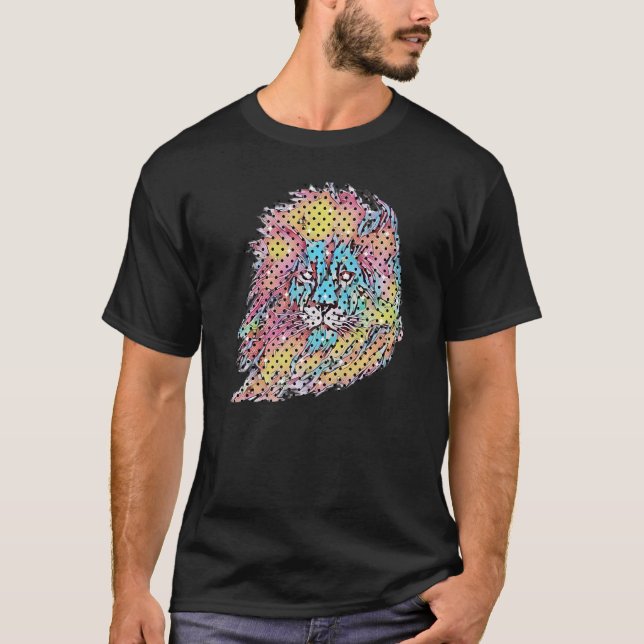 Camiseta Leo Zodiac Rótulo Animal Cabeza de León Zodiac Leo (Anverso)