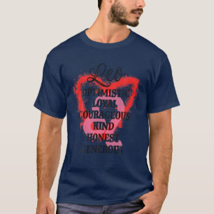Camiseta Leo Zodiac Rótulo Julio Agosto Facts Heart B