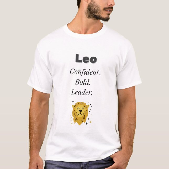 Camiseta Leo Zodiac T-Shirt - Confiado, audaz, líder | Lio (Anverso)
