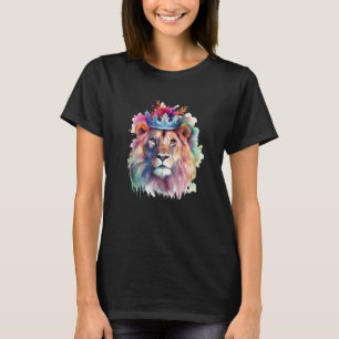 Camiseta León acuarela Floral León de arte Animal Rey