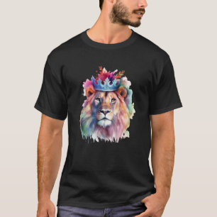 Camiseta León acuarela Floral León de arte Animal Rey