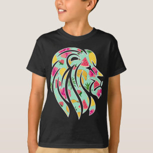 Camiseta León africano con patrón de fruta tropical