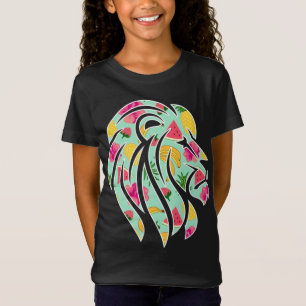 Camiseta León africano con patrón de fruta tropical