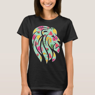 Camiseta León africano con patrón de fruta tropical