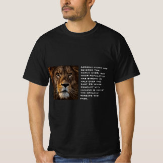 Camiseta León africano imprime texto blanco para él negro