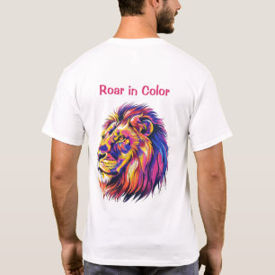 Camiseta León Arcoíris Vibrante Arte Vectorial - Li Masculi