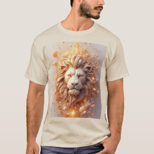 Camiseta León artístico con geométrico dorado