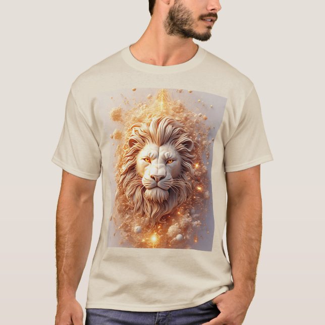 Camiseta León artístico con geométrico dorado  (Anverso)