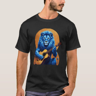 Camiseta León Azul León Tocando Guitarra