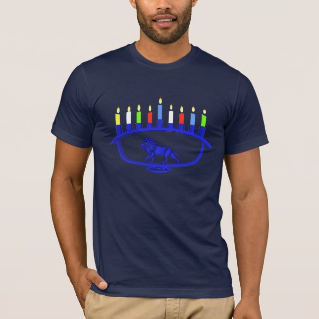 Camiseta León azul Menorah (Anverso)