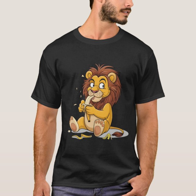 Camiseta León barato comiendo un plátano (Anverso)