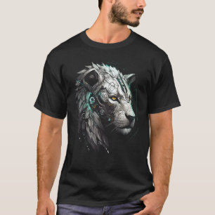 Camiseta León blanco Fantasy Robot Animal Lion