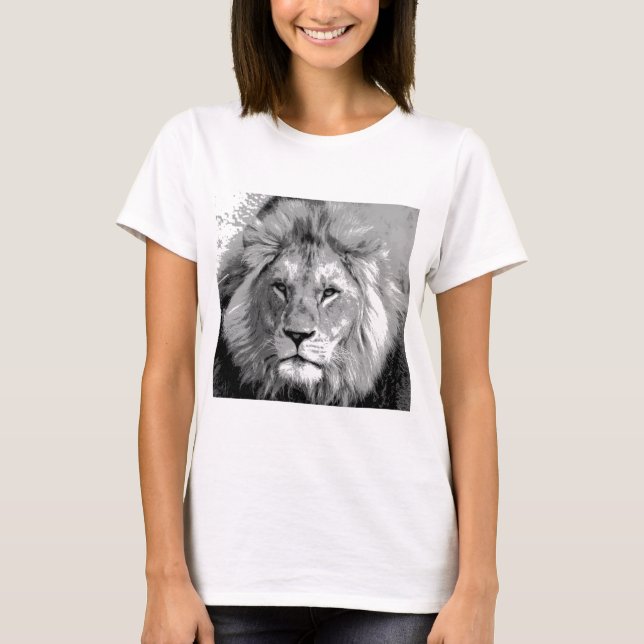 Camiseta León blanco negro (Anverso)