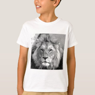 Camiseta León blanco negro