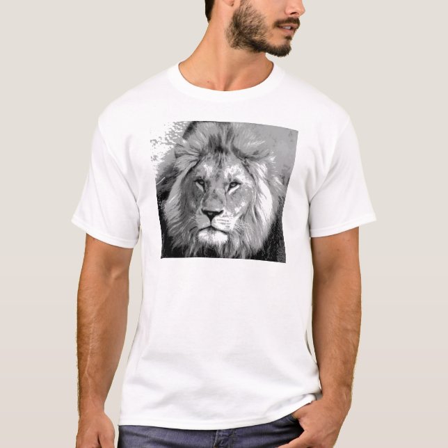 Camiseta León blanco negro (Anverso)