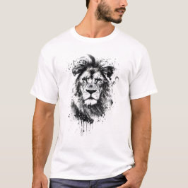 Camiseta León blanco y negro