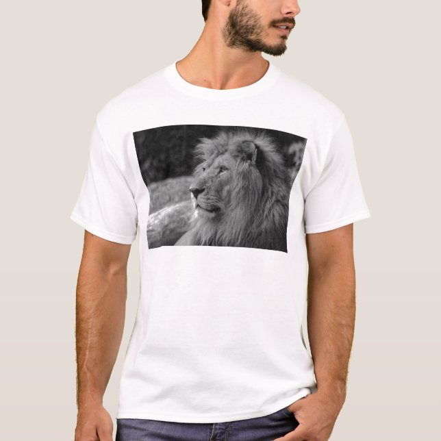 Camiseta León blanco y negro - Animal salvaje (Anverso)