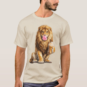 Camiseta León Café Helado Chicle Animal De Moda