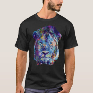 Camiseta León Cara de León Colorida Pintura abstracta León