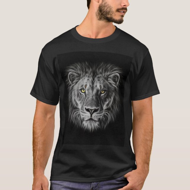 Camiseta León, cara de león, León feroz, Orgullo león, homb (Anverso)