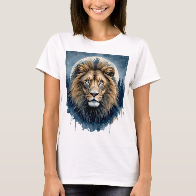 Camiseta  León Celestial Acuarela | Espíritu de León bajo l (Anverso)