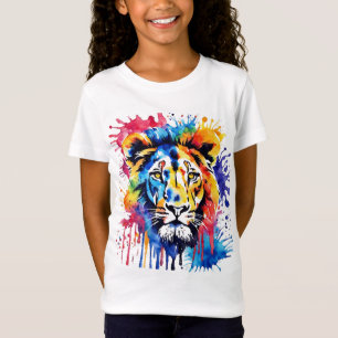 Camiseta León colorido divertido acuarela