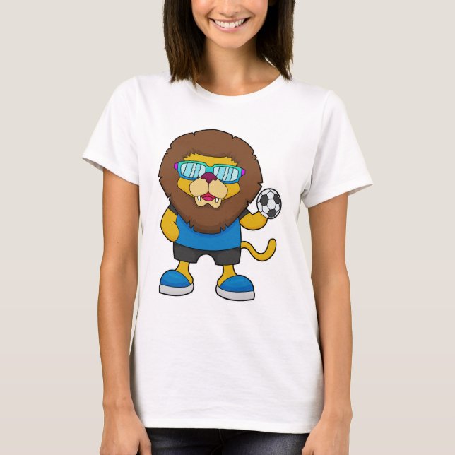 Camiseta León como jugador de fútbol con fútbol (Anverso)