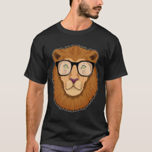 Camiseta León como nervioso con lentes