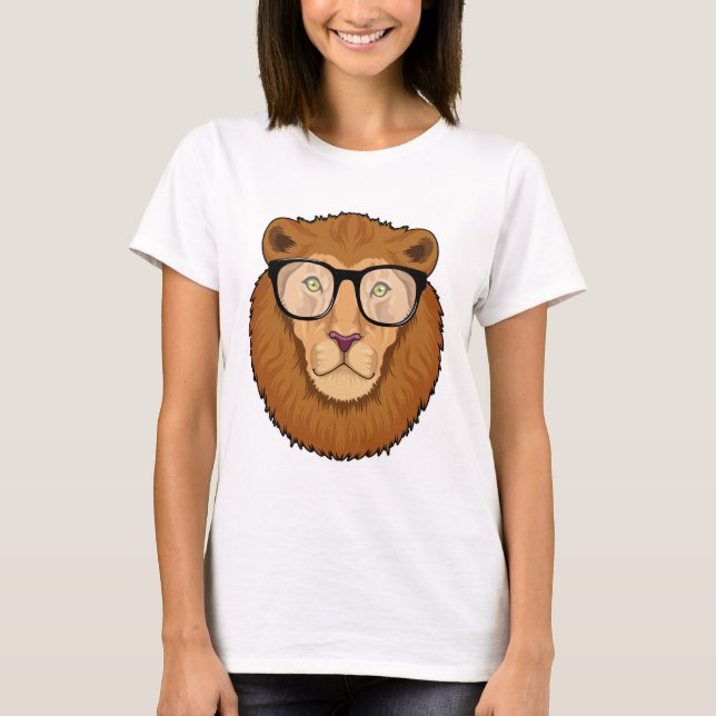 Camiseta León como nervioso con lentes (Anverso)