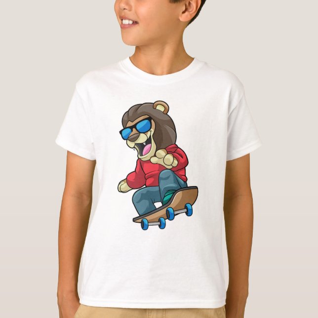 Camiseta León como patinador con patineta (Anverso)