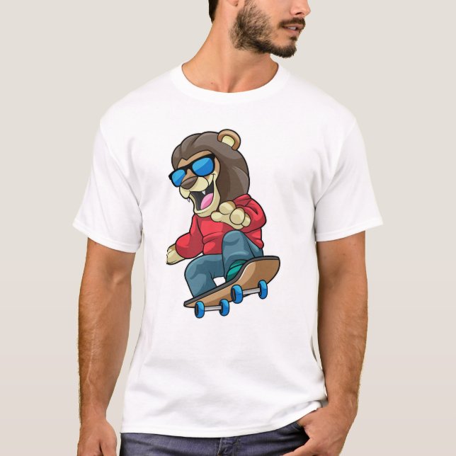 Camiseta León como patinador con patineta (Anverso)